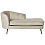 Chaise Lounge Beige Velvet Upholstery Black Metal Legs Left Hand