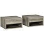 Homcom Set Of Two Floating Bedside Tables Wall Mounted Nightstands With Drawer And Shelf For Bedroom, Brown Wood-effect