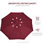 Outsunny ⌀3m Bamboo Wooden Market Patio Umbrella Garden Parasol Outdoor Sunshade Canopy, 8-ribs,wine Red