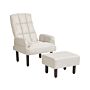 Recliner Chair Beige Linen 65l X 65w X 94h Cm Ottoman Padded Wooden Legs