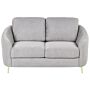 Sofa Grey Fabric Upholstery Gold Legs 2 Seater Loveseat