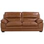 Sofa Brown Leather 3 Seater Extra Seating Space Upholstered Back Retro Beliani