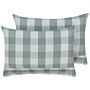 Set Of 2 Scatter Cushions Mint Green Fabric 40 X 60 Cm Checked Pattern Cottage Style Textile