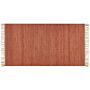 Area Rug Red Jute 80 X 150 Cm Tassels Handwoven