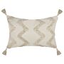 Decorative Cushion Beige Cotton 40 X 60 Cm With Tassels Boho Chevron Pattern