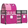 Vidaxl Bunk Bed With Curtains Pink 90x200 Cm Solid Wood Pine