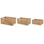 Set Of 3 Baskets Natural Water Hyacinth With Handles Woven Home Accessory For Shelves