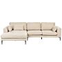 Right Hand Corner Sofa Cream Velvet Upholstered L-shaped Tufted Cushioned Seat With Scatter Cushions