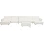 Corner Sofa Bed White Faux Leather Tufted Modern U-shaped Modular 6 Seater With Ottoman Chaise Lounges