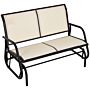 Outsunny 2-person Outdoor Glider Bench Patio Double Swing Gliding Chair Loveseat W/power Coated Steel Frame For Backyard Garden Porch, Beige