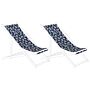 Set Of 2 Sun Lounger Replacement Fabrics Floral Pattern Polyester Sling Hammock