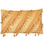 Decorative Cushion Yellow With Tassels 30 X 50 Cm Striped