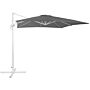 Garden Sun Parasol Grey Canopy White Steel Pole 235 Cm Weather Resistant Cantilever With Crank Mechanism