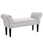 Homcom Small Linen Upholstered Ottoman Bench Rolled Arm End Chair, Wood Legs, Grey