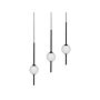 3 Light Led Pendant Lamp Black Metal Glass Round Shades