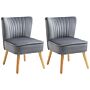 Homcom Velvet Accent Chair Occasional Tub Seat Padding Curved Back With Wood Frame Legs Home Furniture Set Of 2 Grey