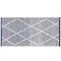 Area Rug White And Blue Cotton 80 X 150 Cm Rectangular Hand Woven