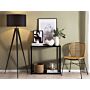 Floor Lamp Black Polycotton 156h Cm Black Metal Tripod Legs Drum Shade