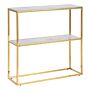 Alisma Console Table With Marble Effect Glass Top & Gold Legs