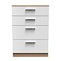 Contrast 4 Drawer Deep Chest In White & Bardolino Oak