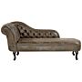 Chaise Lounge Brown Left Hand Faux Suede Buttoned