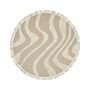 Round Area Rug Beige Cotton ⌀ 140 Cm Tufted With Fringe Pattern