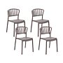 Set Of 4 Dining Chairs Taupe Plastic Garden Stacking