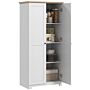 Homcom 172cm Wooden Storage Cabinet Cupboard With 2 Doors 4 Shelves White Pantry Closet