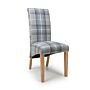 Karta Scroll Back Check Grey Dining Chair