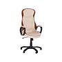 Executive Chair Beige Faux Leather Upholstery Swivel Height Adjustable Modern Design With Castors