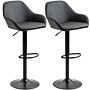 Homcom Adjustable Bar Stools Set Of 2, Swivel Barstools With Footrest And Backrest, Pu Leather And Steel Base, Black