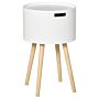 Homcom Modern Side Table With Hidden Storage Space, Round Night Stand With Removable Tray Wood Frame End Coffee Table, White