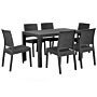 Garden Dining Set Grey Rectangular Table 140 X 80 Cm 6 Stackable Chairs 6 Seater