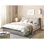 Eu King Size Bed Beige Corduroy Upholstery 5ft3 Slatted Base With Thick Padded Headboard Footboard