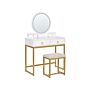 Dressing Table White And Gold Mdf 4 Drawers Led Mirror Stool