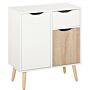 Homcom Floor Cabinet Storage Cupboard Sideboard With Drawer, Natural