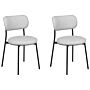 Set Of 2 Dining Chairs Grey Polyester Seats Armless Metal Legs For Dining Room Kitchen