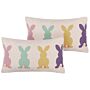 Set Of 2 Scatter Pillows Cotton Multicolour Easter-themed Bunnies 30 X 50 Cm Modern Design Decorative Cushions