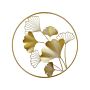 Wall Decor Metal Golden 45 Cm Leaves In Frame Wall Art