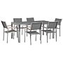 Garden Dining Set Grey With Grey Granite Table Top 6 Seats 180 X 90 Cm