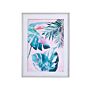 Framed Wall Art Blue And Pink Print On Paper 60 X 80 Cm Passe-partout Frame Botanical Theme