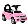 Homcom Ride On Sliding Car Baby Toddler Foot To Floor Slider Stroller W/ Horn Music Working Lights Hidden Storage Big Steering Wheel Pink