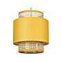 Pendant Lamp Natural Yellow Rattan Fabric Shade Boho Lighting Hanging Light