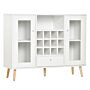 Homcom Modern Sideboard Storage Cabinet Kitchen Cupboard Dining Bar Server With Glass Doors, Drawer & 12-bottle Wine Rack, White