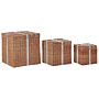 Storage Decorative Gift Boxes Brown Rattan Christmas Decor Set Of 3 Square Various Sizes Rustic Design