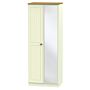 Warwick Tall Mirrored Wardrobe In Cream Ash & Modern Oak