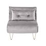 Small Sofa Bed Grey Velvet 1 Seater Fold-out Sleeper Armless With Cushion Metal Gold Legs