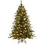 Homcom 6ft Prelit Artificial Christmas Tree With Warm White Led Light And 872 Tips, Metal Base, Hinged Xmas Tree, Green