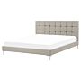 Bed Frame Grey Pu Upholstery Eu Double Size 4ft6 With Sprung Slatted Base And Button-tufted Headboard