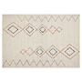 Rug Beige Cotton 140 X 200 Cm Geometric Pattern Hand Tufted Flatweave